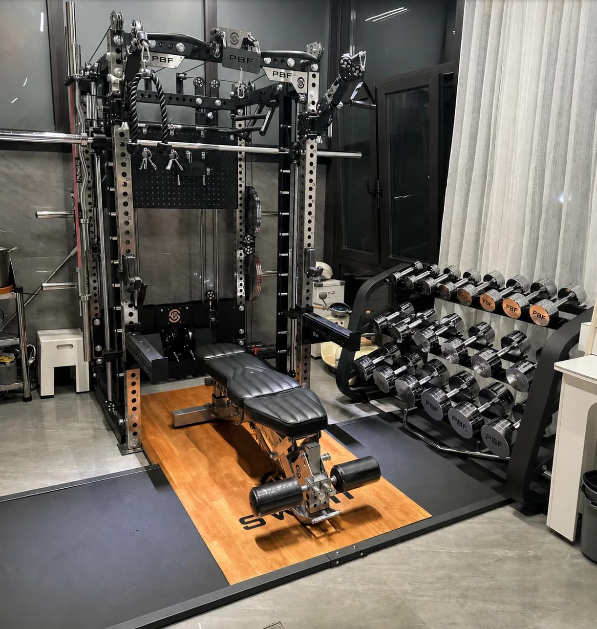 PBF Fitness multifunctional rack and adjustable bench installation